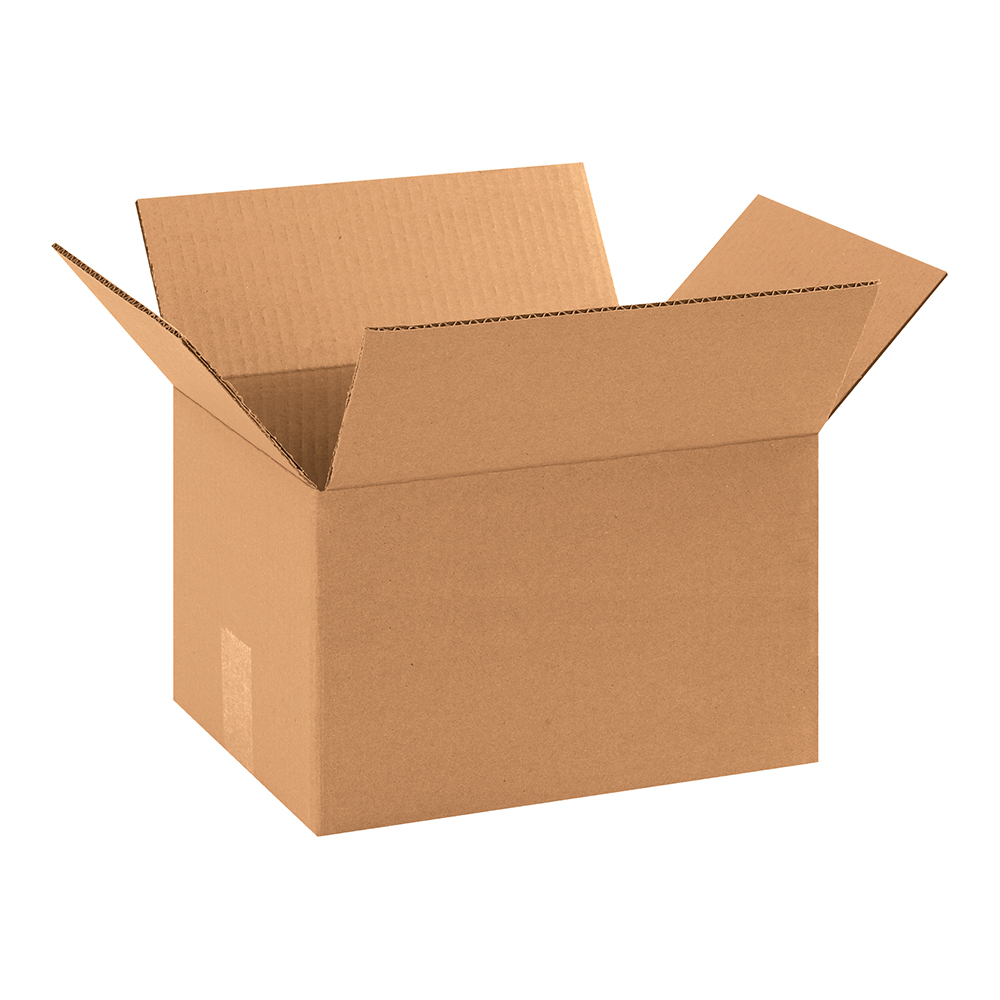 A rectangular brown Box Partners™ carton with four open flaps 11 1/4 x 8 3/4 x 8" Corrugated Boxes